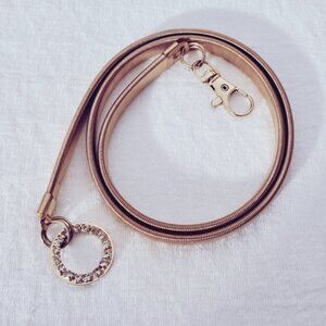 Chic Gold-Tone Waist Chain Belt with Simulated Crystal Circle Pendant